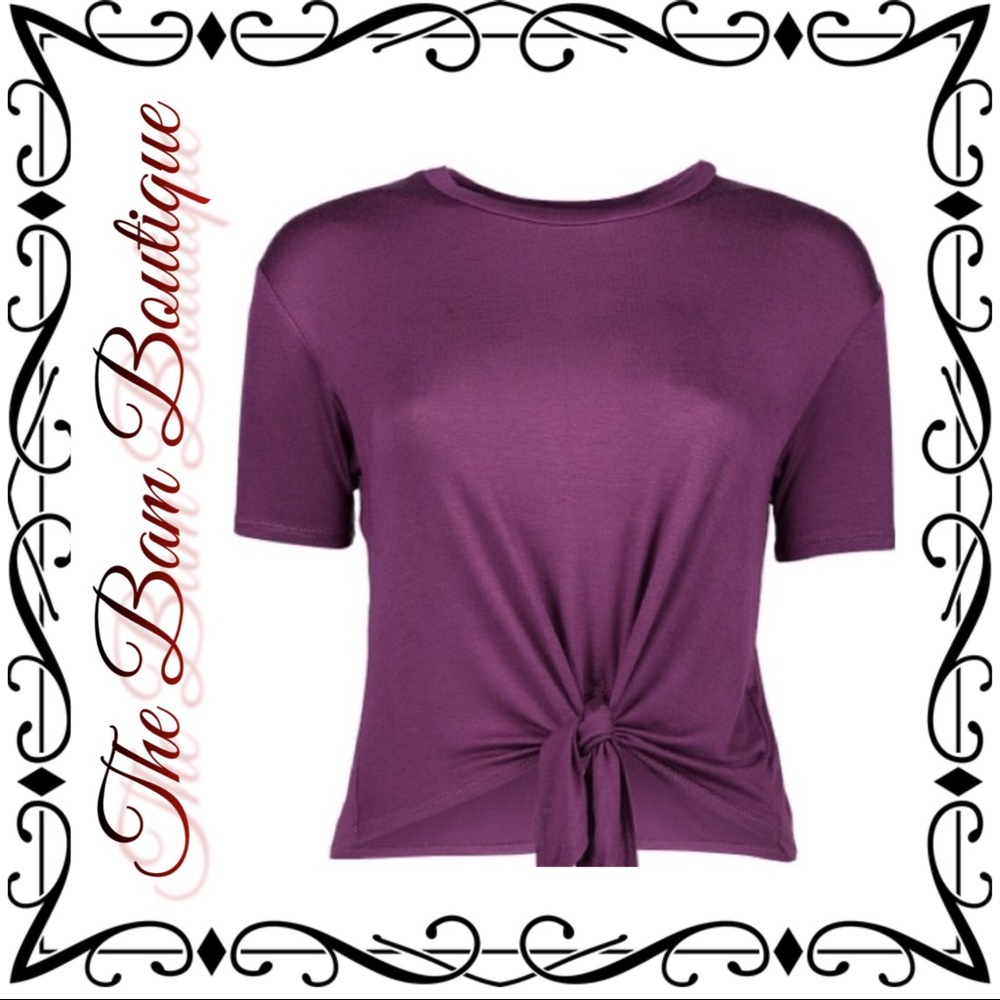 Hippie Chic Plum Tie-Front Tee